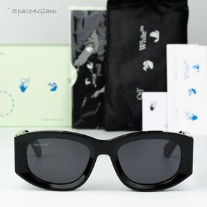 Off-White Men Sunglasses Black Grey Cat Eye OERI041 JOAN 1007 NEW AUTHENTIC